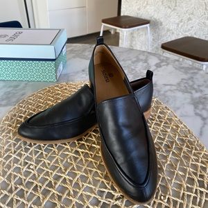 Susina Kellen Almond Toe Black Leather Loafers - Size 7